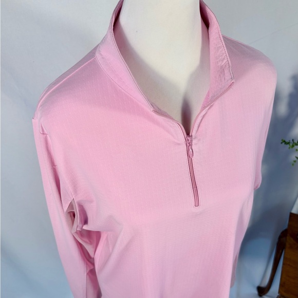 IBKUL Textured Solid UPF50+ 1/4 Zip Long Mesh Sleeve Sun Shirt in Soft Pink~XL💛 - Picture 3 of 9